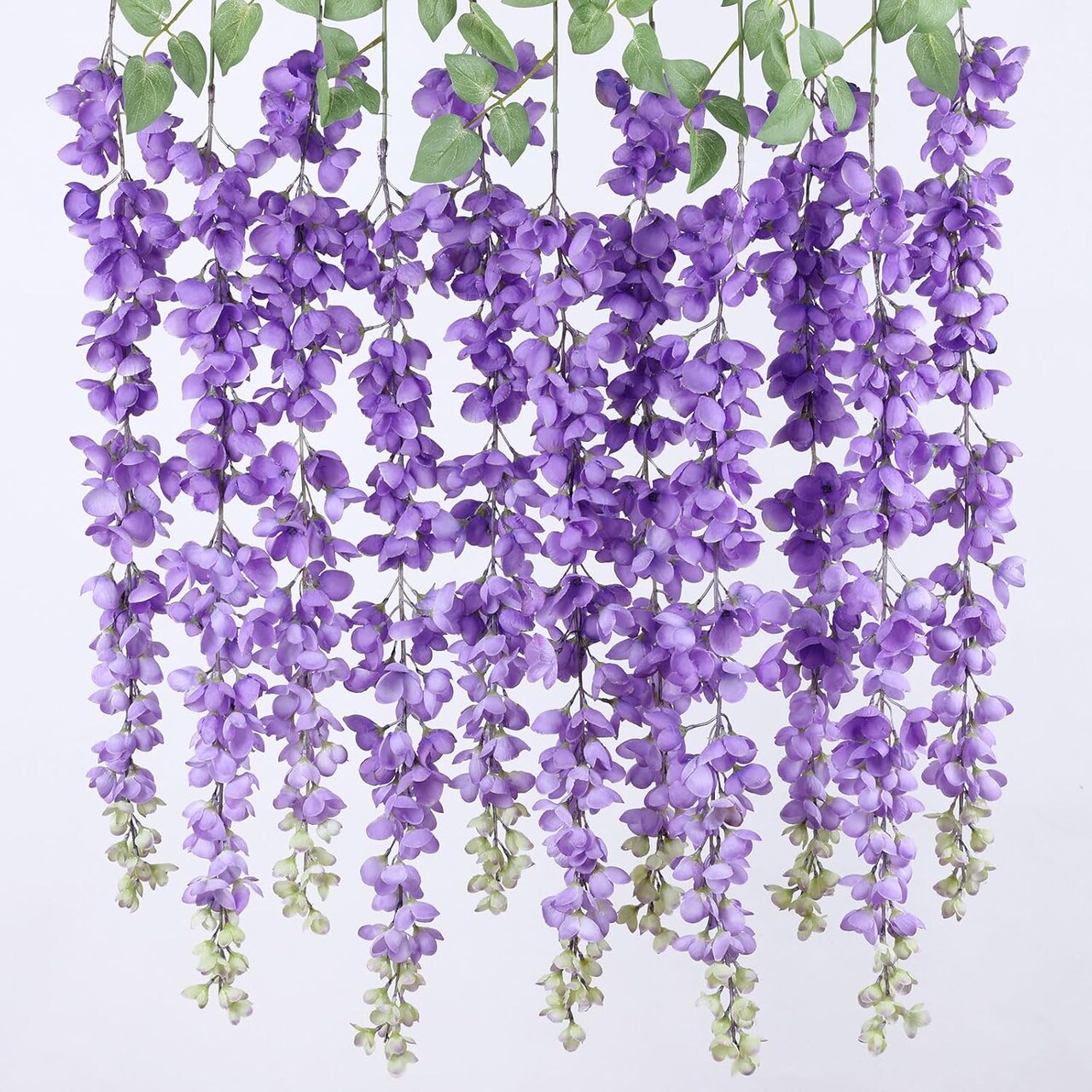 6Pcs Purple Wisteria Hanging Flowers 48" Silk Wisteria Artificial Flowers